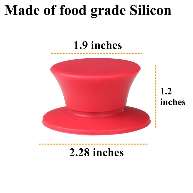 Batdiyow 2 Pcs Universal Silicone Pot Lid Knob Replacement Pan Lid Holding Handles (Red)