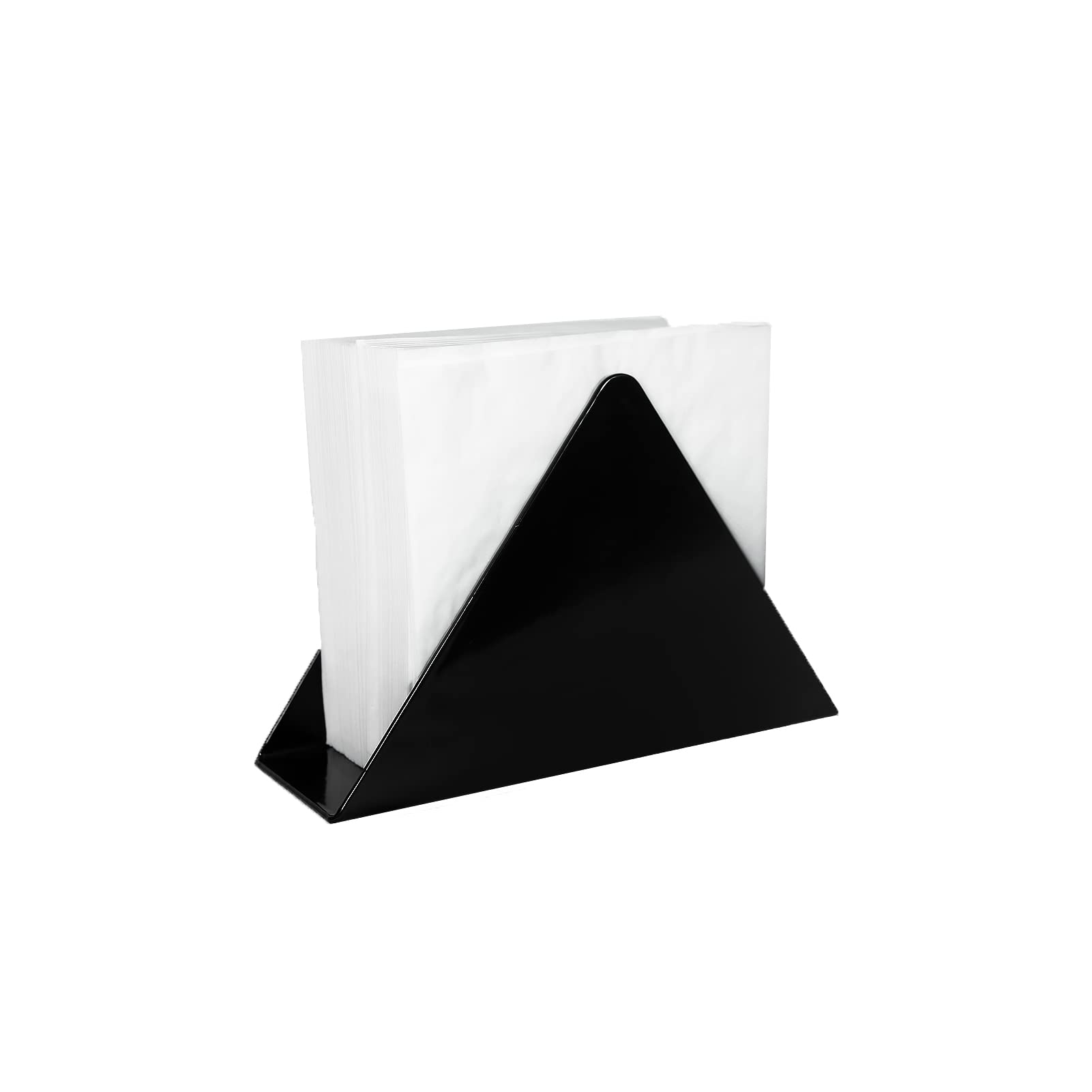 Paper Napkin Holder Freestanding Tissue Dispenser For Kitchen Countertops, Dining, Picnic Table, Cast Iron, Black, Triangle