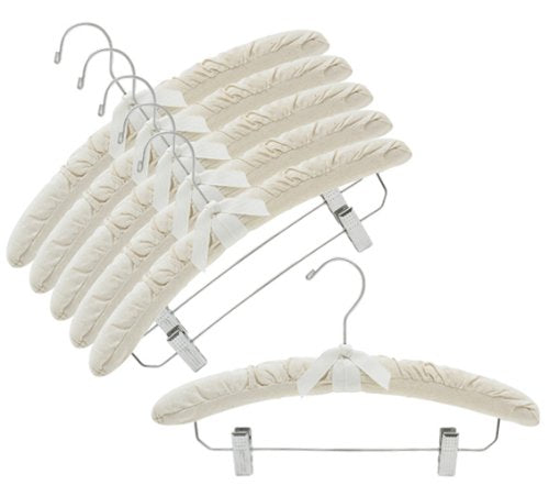 Only Hangers Natural Canvas Padded Hangers W/Chrome Hook & Clips