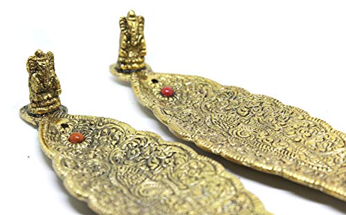 Crafticia Aluminum Leaf Incense Holder & Ash Catcher Agarbatti Stand Featuring Ganesh Figurine Pooja Article for God (9x2 inch)