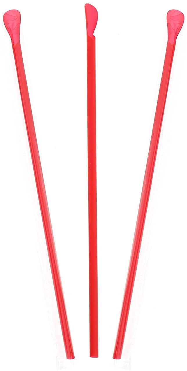 Concession Essentials 10'' Unwrapped Red Spoon Straws - Box Of 300Ct (Ce-Spoon Red 10-Un-300)
