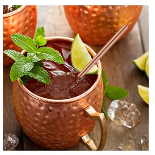 2Activelife Copper Straws, Pure Copper Drinking Straws Gift Set Food Safe 8.5Inch Long Handcrafts Bent And Straight Copper Straw