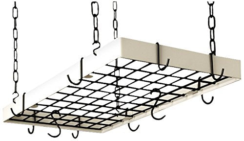 Rogar Rectangle Pot Rack with Grid in Classic White and Black