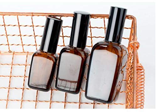 Ericotry 3Pcs 100Ml Empty Refillable Square Amber Glass Cream Lotion Pump Bottles For Makeup Face Cream Facial Cleanser Toiletri