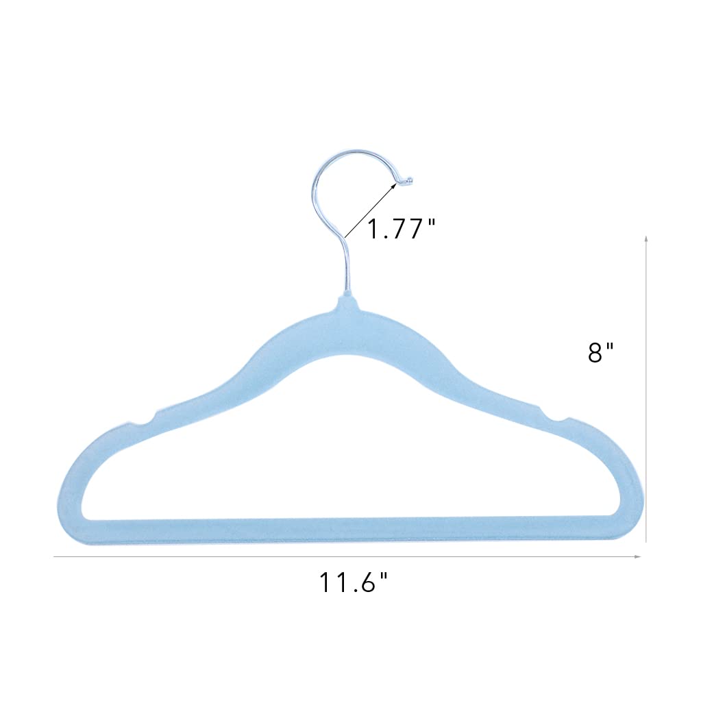 Veeyidd Kids Velvet Clothes Hangers, Non Slip Baby Hangers Blue(11.6'' Inch - 40 Pack)