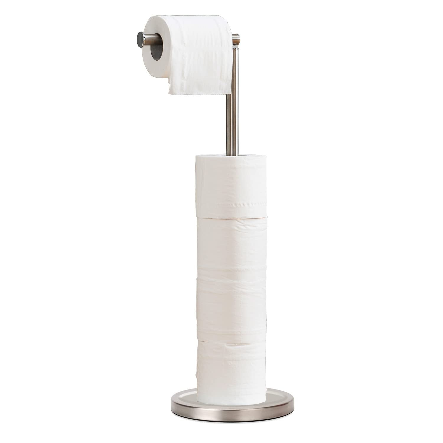 Toilet Paper Holder Stand, Freestanding Toilet Paper Holder Stand With Reserve For 4 More Rolls, Sus304 Stainless Steel Sturdy B