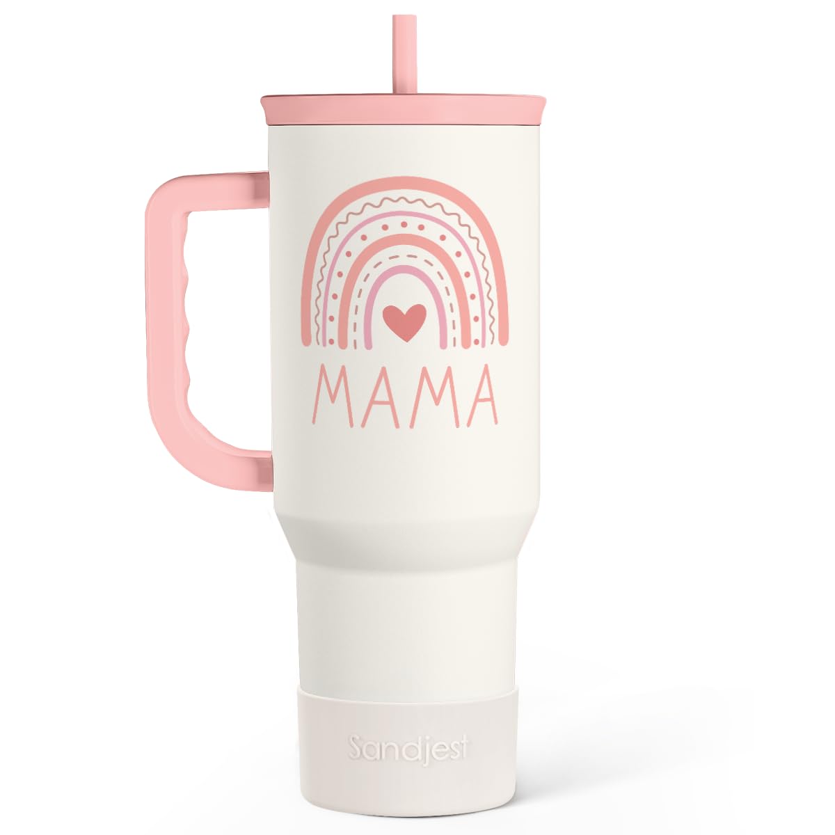Gift for Mom from Daughter Son - Mama Insulated Stainless Steel Tumbler 40oz with Handle and Straw, Travel Coffee Mug for Mommy 