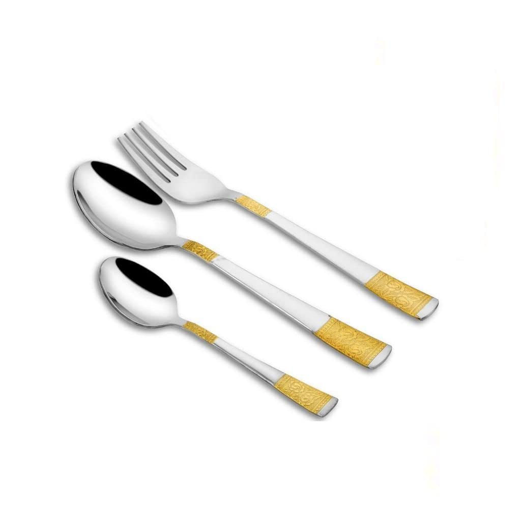 Olivia 24 Karat Like Gold Plated Cutlery Set  18 Pcs | Or | Kanak Masala Box/Spice Box/Storage/Organiser For Kitchen (Dia9 In