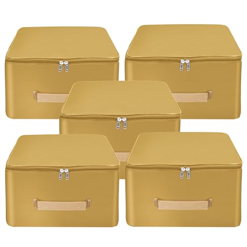 Storite 5 Pack Nylon Wardrobe Bag Underbed Moisture Proof Cloth Storage Organizer, Storage Box For Clothes Saree Bags With Zippe