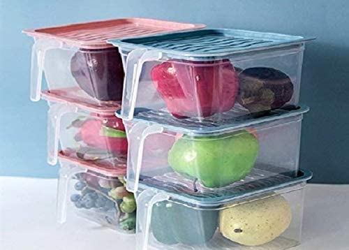 Arvekha Airtight Kitchen Fridge Organizer Storage Containers Set Plastic Food Storage Box With Lid And Handle  1100 Ml Set Of (
