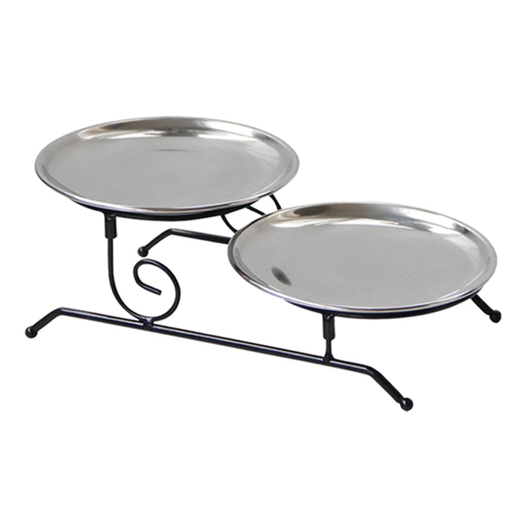 Myaddiction Iron Serving Tray Assemble Vanity Tray Home Decor For Cake Cookie Display Silver