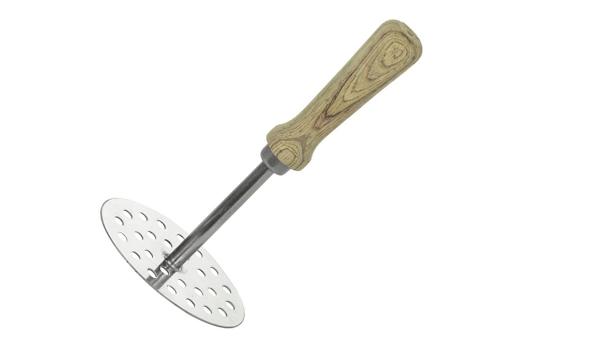 Stainless Steel Smooth Potato Masher Ricer Presser With Wooden Handle,Potato Masher