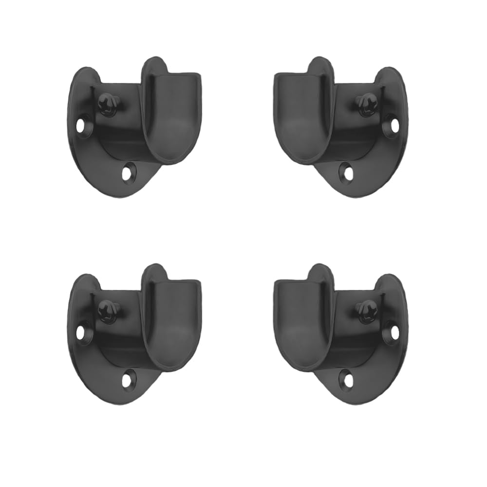 Fytrondy Black Edition Stainless Steel Wardrobe Closet Rod Bracket, U-Shaped Open Type Socket Bracket, Shower Curtain Rod Pole E
