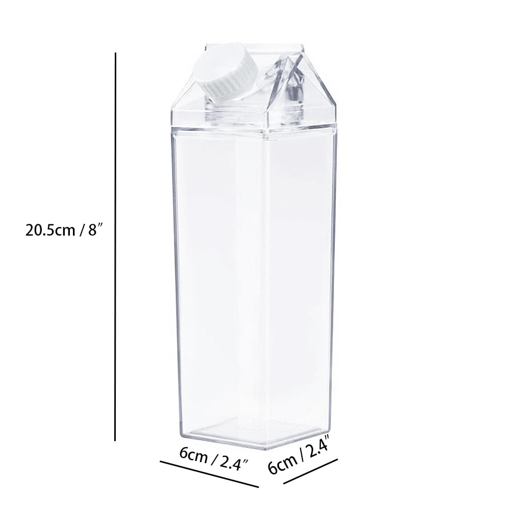 Corvelia 500Ml/17Oz Cute Clear Milk Carton Water Bottle Portable Drinkware For Outdoor Climbing Tour Or Camping