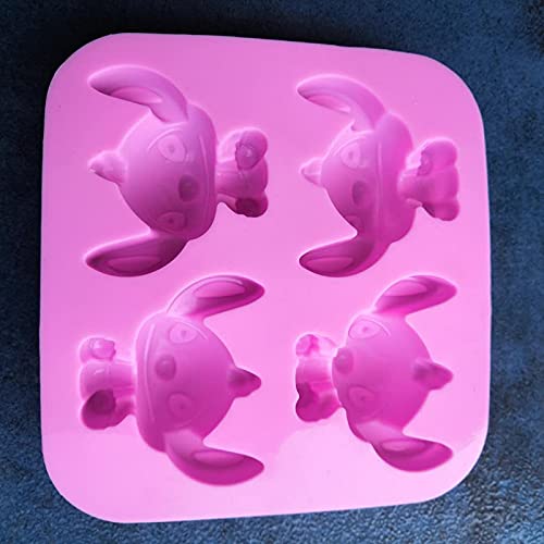 4 Cavity Star Baby Lilo And Stitch Silicone Mold For Diy Fondant Candy Making Chocolate Molds Lollipop Desserts Ice Cube Gum Cla
