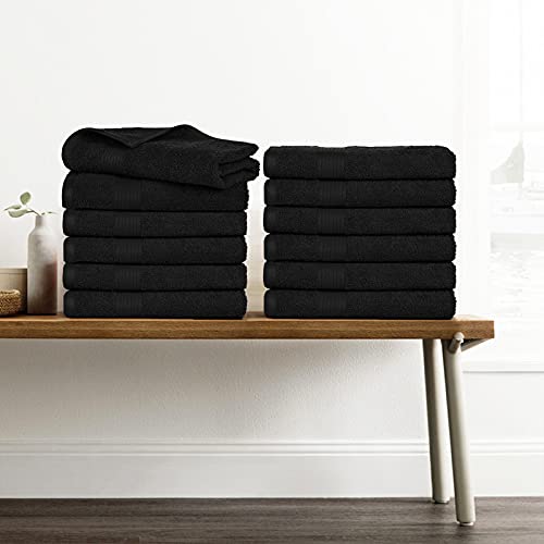 Ample Decor Hand Towel 18 X 28 Inch Pack Of 12 600 Gsm 100% Cotton, Soft Absorbent Thick Durable Premium Quality, For Hotel, Bat