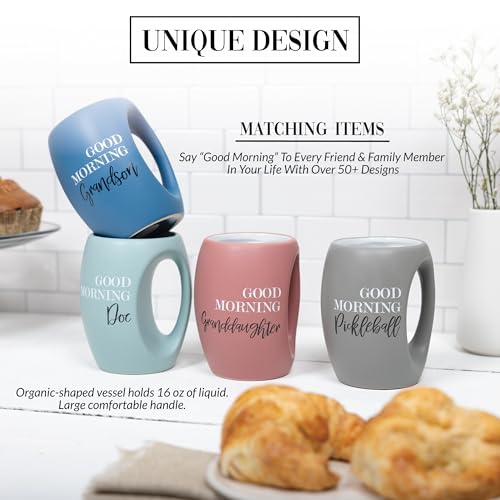 Pavilion - Good Morning Granddaughter - 16 oz Pink Coffee Mug Tea Cup Gift From Grandma Grandpa Grandparents Birthday Long Dista