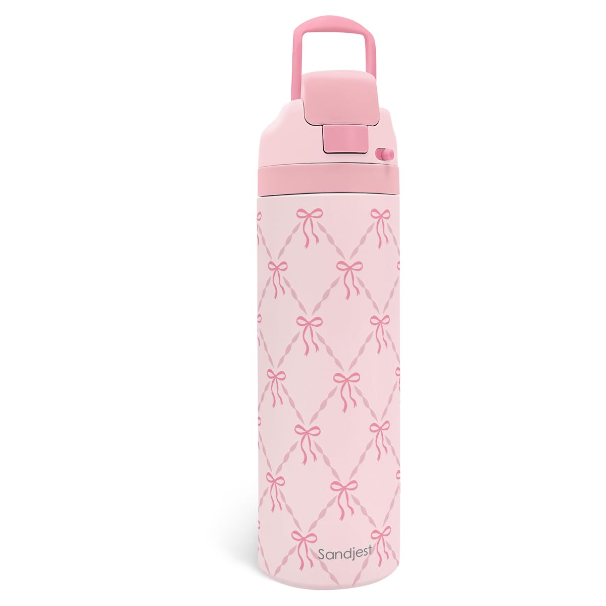 Bow Insulated Stainless Steel Water Bottle with Straw for Sports and Travel 24 Ounces for Women Girls Friends Teens Birthday
