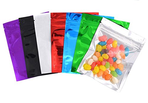 100Pcs 4In X 5In Self Sealing Mylar Foil Flat Bag Sample Zipper Pouch Food Snack Storage Coffee Bean Candy Tea Powder Seal Grip