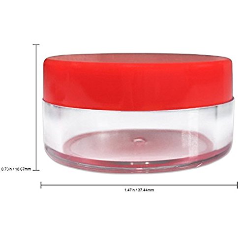 Beauticom 40 Pcs 10 Gram (0.35 Oz) Plastic Pot Jars With Red Lid For Lip Balms, Salves, Creams, Cosmetics, Nail Accessories, Rhi