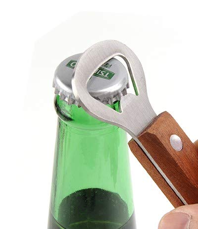 Smart Cook Bottle Opener Can Punch Opener - Dual-Sided Manual Stainless Steel Can Opener With Riveted Wood Handle, Set Of 2 Unit