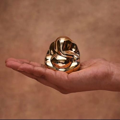 Sculpmart Golden Ganpati Idol | Ideal For Car Dashboard, Home Temple & Office Decor To Invite Blessings, Positivity, And Good Fo
