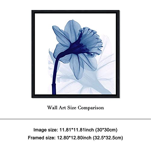 Pyradecor Black Framed One Panel Blue Flickering Flower Modern Paintings Canvas Wall Art Grace Floral Pictures On Canvas Prints
