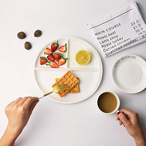 Flying Balloon Elegant Round Shaped Ceramic Divided Plate Dinner Plates Luncheon Plates Salad Plates Dishes For Kitchen, White/D