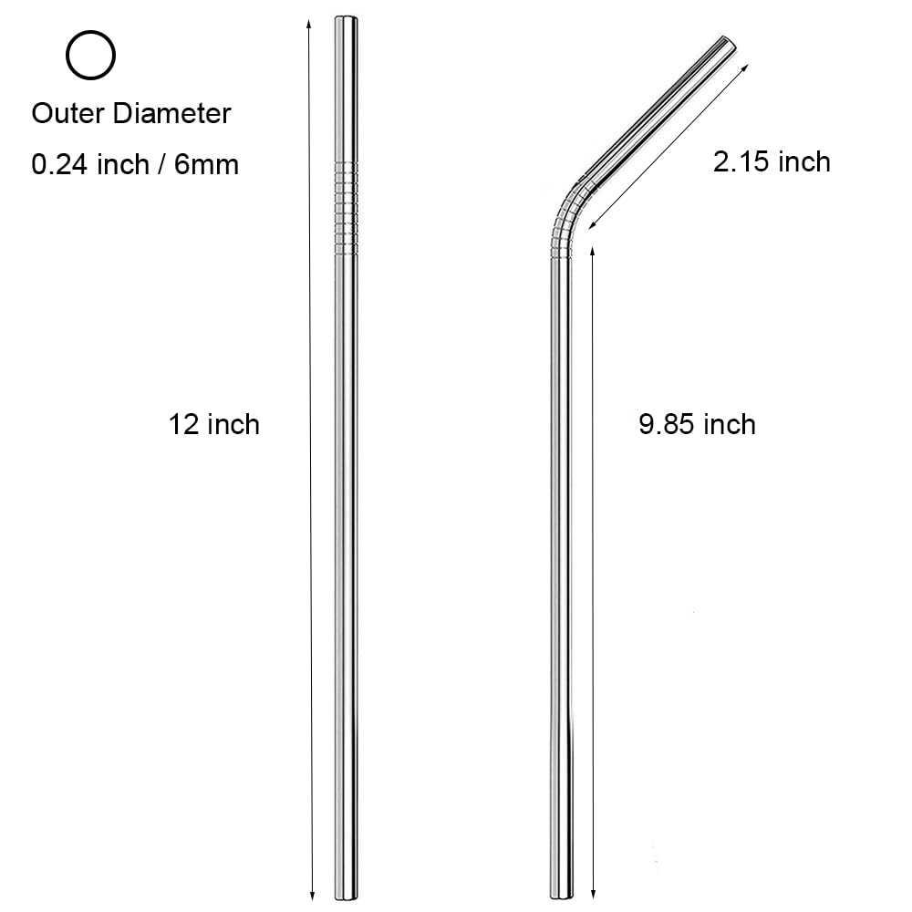 Metal Stainless Steel Straws, 4Pcs 12'' Ultra Long Reusable Metal Drinking Straws With Cleaning Brush And Silicone Tips For Tall