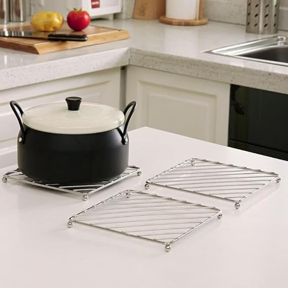 Odmart Stainless Steel Trivet Stand For Dining Table, Heat Resistant Wire Ring Hot Pot Stand, Insulated Hot Pad For Cookware, Ai