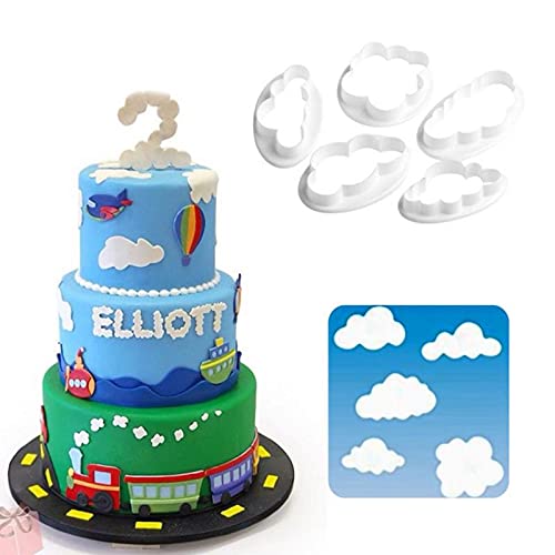 5Pcs Different Pattern Plastic Fluffy Cloud Cutters Cookie Cutters Cake Cutters Fondant Cloud Cutters