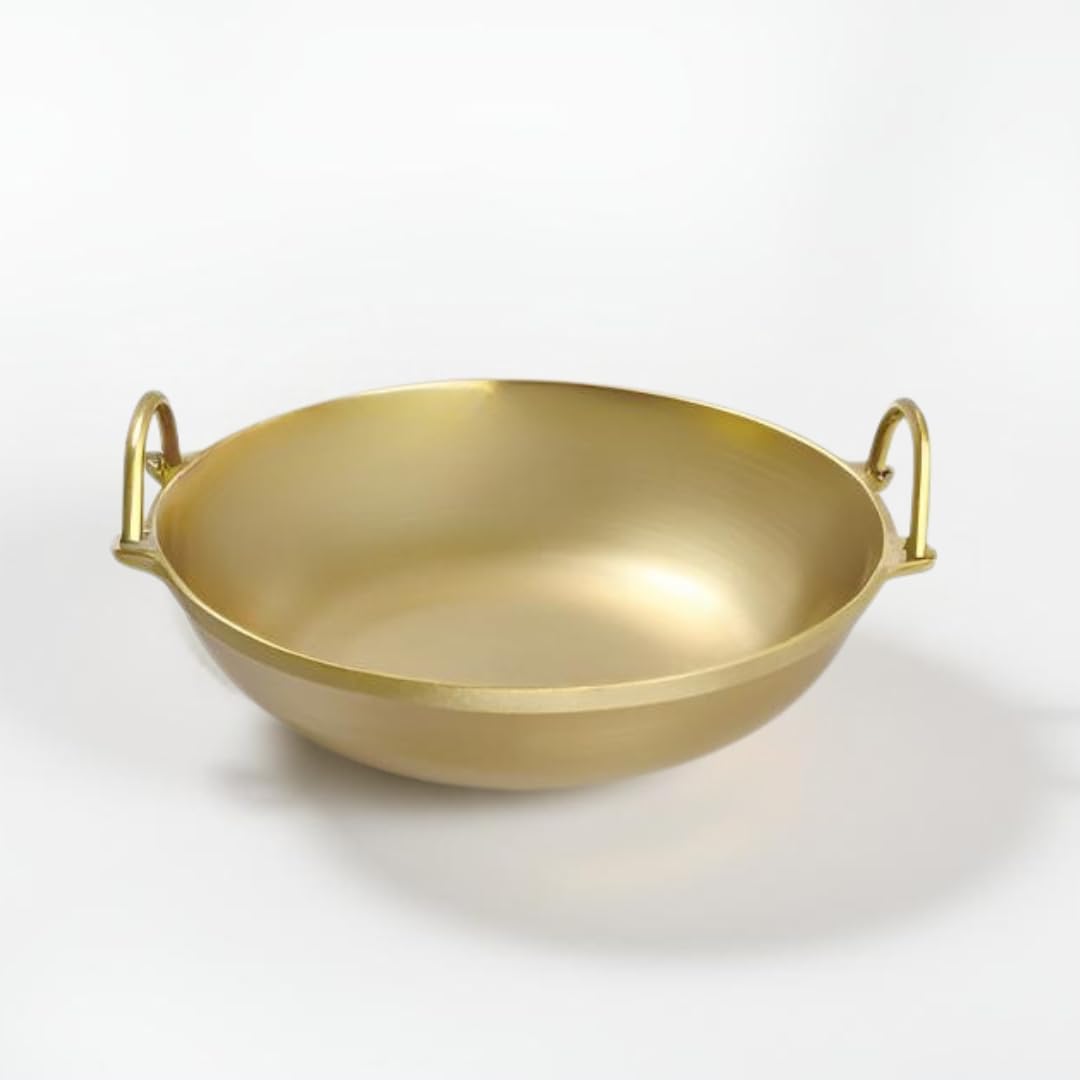 NUTRION Pure Bronze Kadai 4.5 Litre Traditional Indian Cooking Pot with Health-Boosting Properties/Free of Toxins-30 cm