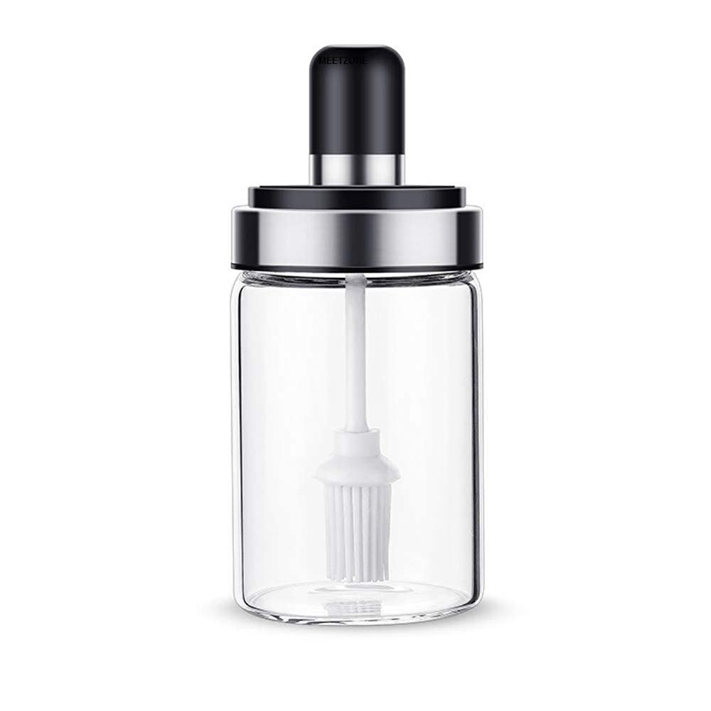 Meetzone Borosilicate Glass Food And Pickle Storage Spice Jar With Spoon & Food Storage Jar With Brush For Ghee, Butter, Oil & S