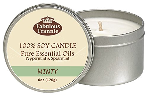 Fabulous Frannie Minty All-Natural Soy Candles Cotton Wick High Pure Essential Oil Scent 40 Hours Burn Time Gift for Women & Men