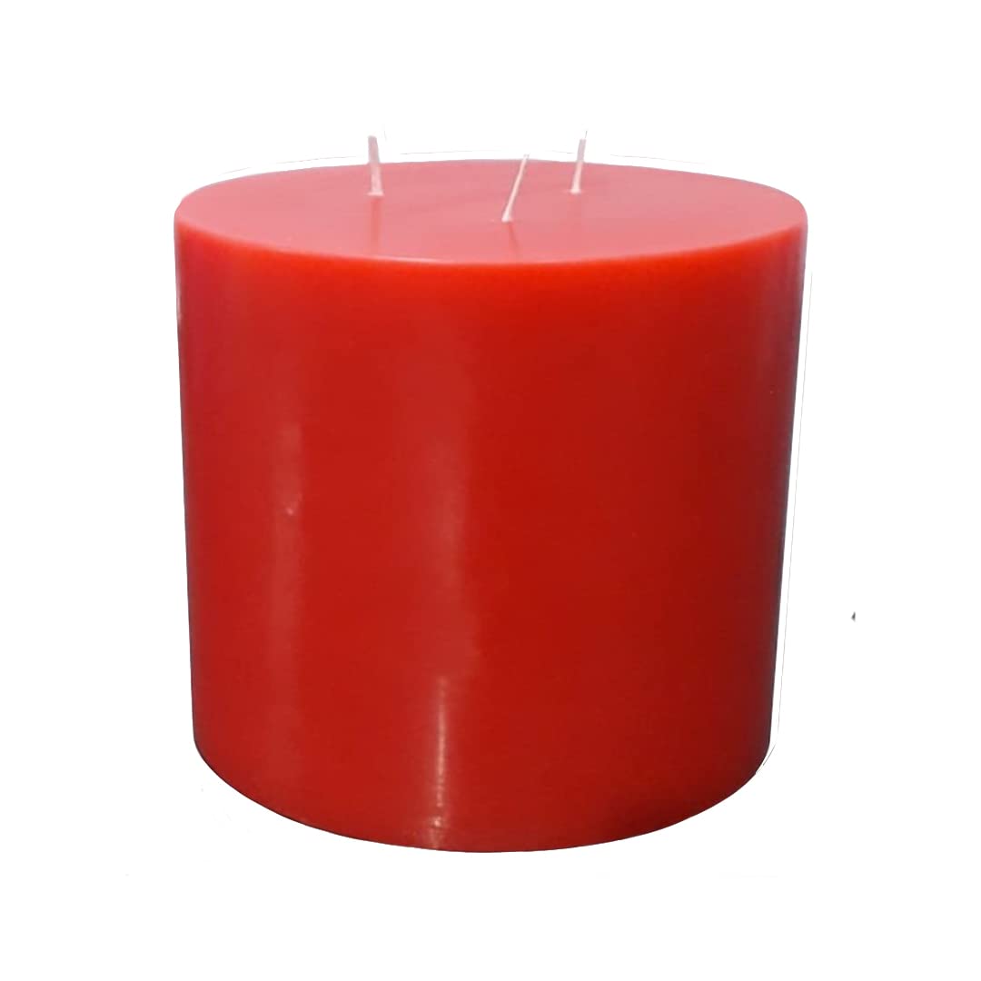Stone & Feather (SnF), Paraffin Wax, Unscented Red Pillar Candle, 3 Wick, Large Size- 6X6, Long Burnig Time- 200 Hours,for Home 