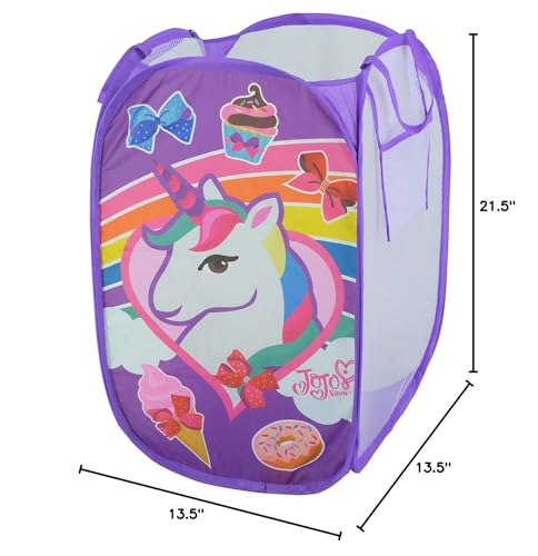 Idea Nuova Nickelodeon Jojo Siwa Pop Up Hamper With Durable Carry Handles, 21'' H X 13.5'' W X 13.5'' L