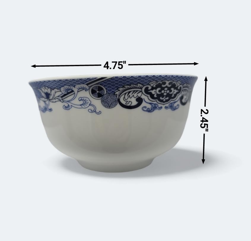 10 Pcs Fine Bone China Blue And White Chinese Soup Bowls Ceramic Porcelain Bowl, With Free 10 Porcelain Spoons Rice Bowl