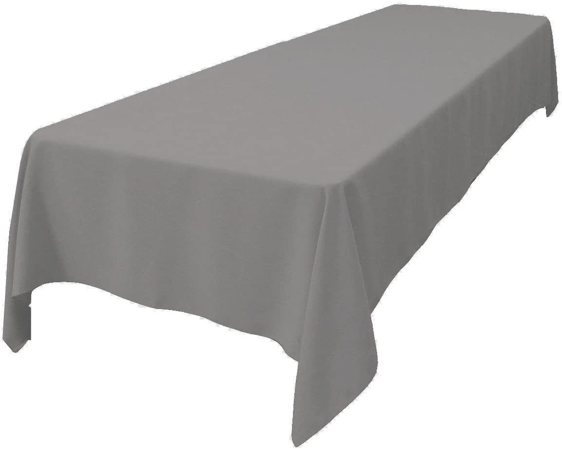 LA Linen Polyester Poplin Rectangular Tablecloth 60 by 144-Inch  Dark Gray