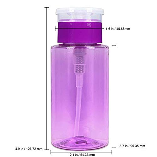 7Oz Purple Push Down Pump Dispenser Empty Refillable Bottle With Flip Top Cap - For Nail Polish, Travel, Cosmetics Packaging
