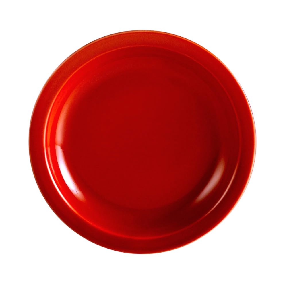 CAC China L-16NR-R Las Vegas Narrow Rim 10-1/2-Inch Red Stoneware Plate, Box of 12