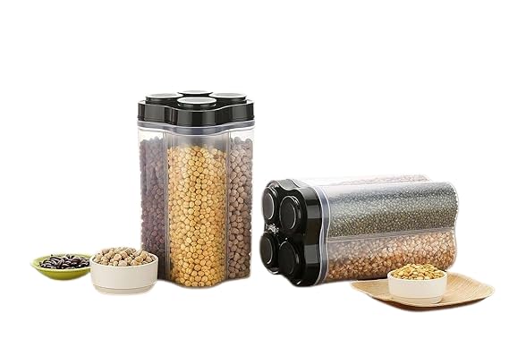 4 Section_ Kitchen Storage Box | Fridge Storage Containers | Airtight, Durable, BpaFree Plastic Container| Organize Grains, Pul