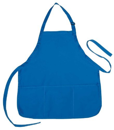 DALIX Apron Commercial Restaurant Home Bib Spun Poly Cotton Kitchen Aprons (3 Pockets) in Royal Blue 2 Pack