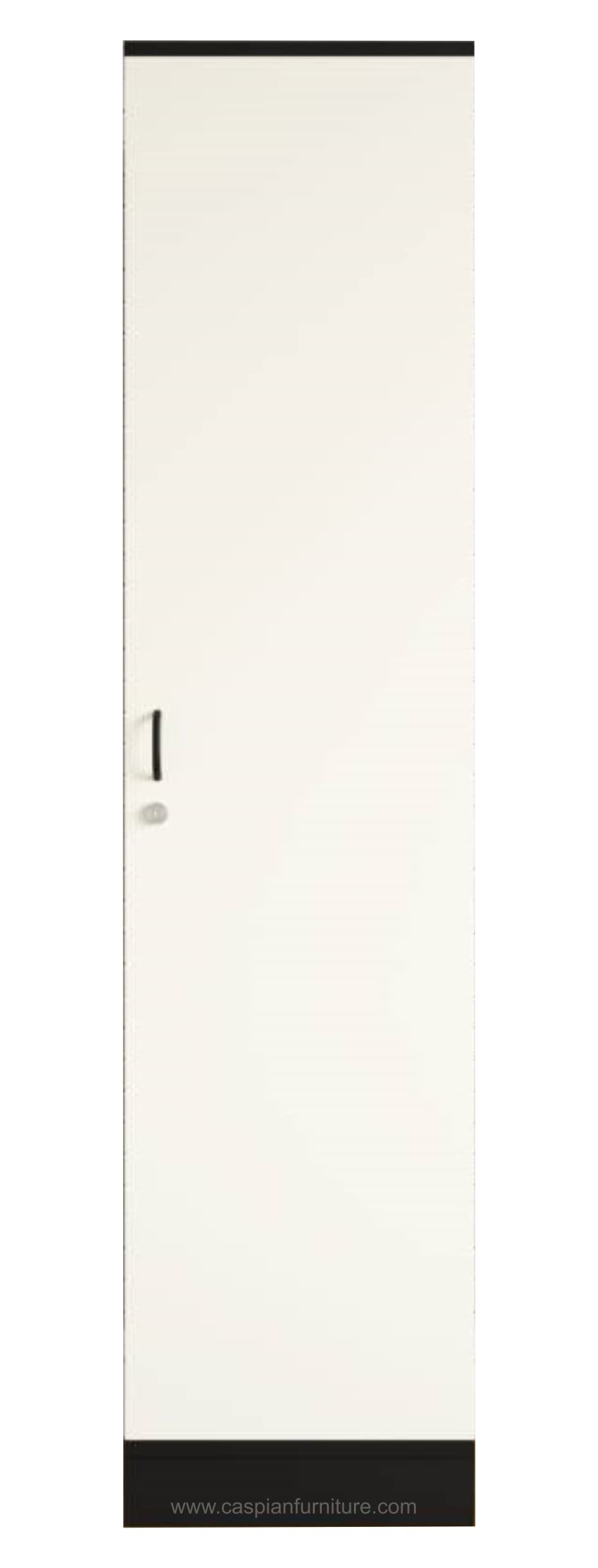 Caspian Furniture White And Coffee Colour Engineered Wood Single Door Wardrobe Cupboard With 4 Shelves And 1 Drawer | Multipurpo