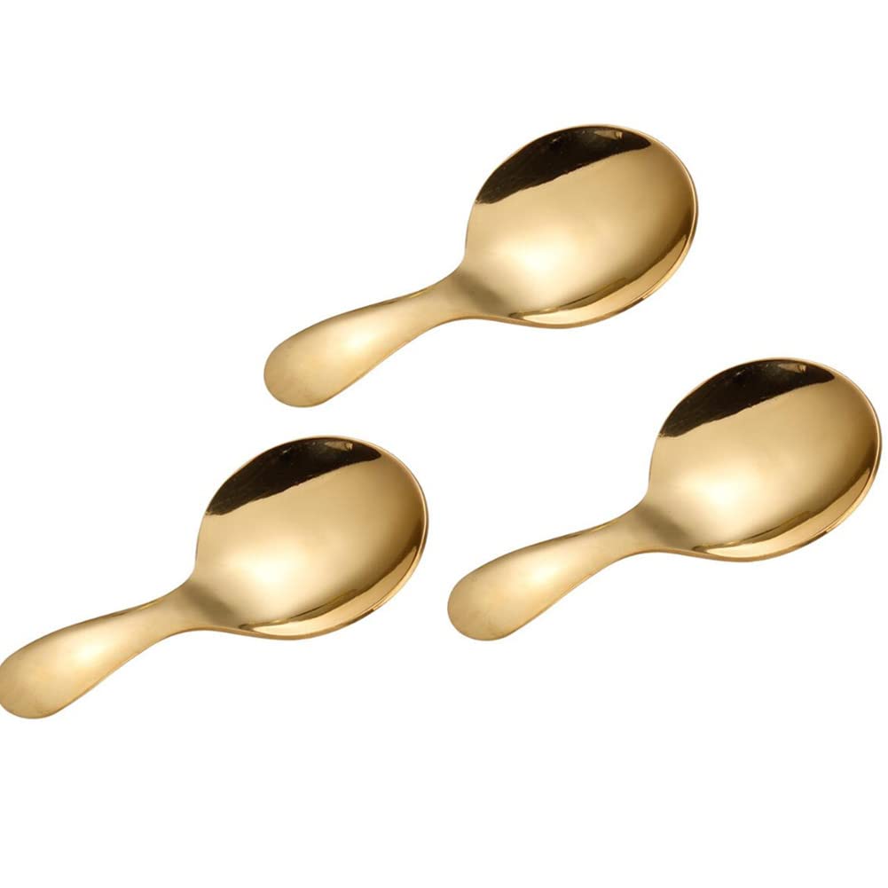 3Pcs Stainless Steel Mini Scoop For Canisters With Short Handle, Gold Mini Feed Spoon For Ice Cream Melon Baller, Short Handle S