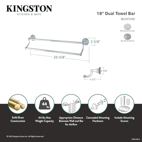 Kingston Brass BA297318C Governor 18'' Dual Towel Bar  Polished Chrome