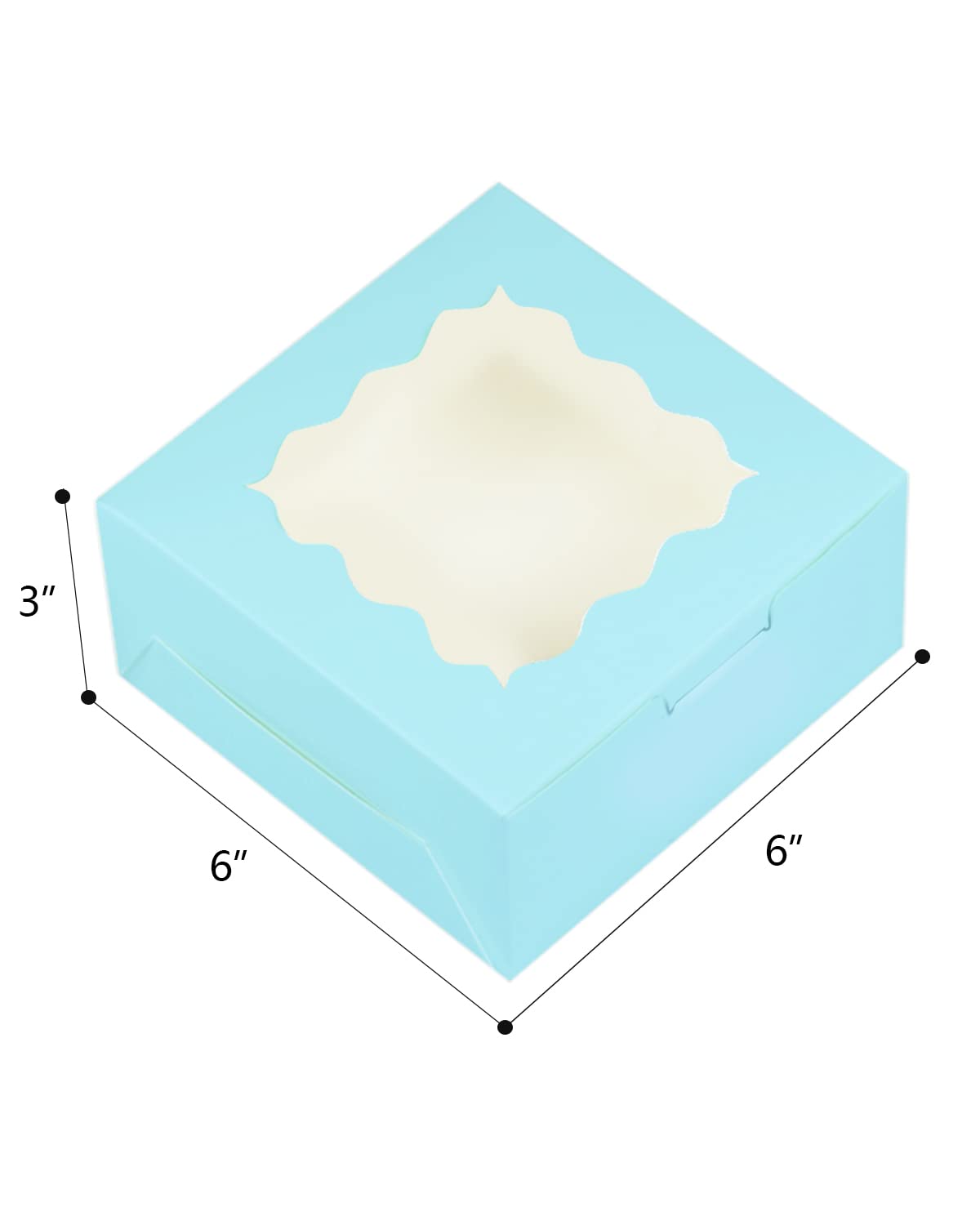 Bakepacker 60Pcs Light Blue Cookie Boxes 6X6X3 Inches Easy Assemble Macaroon Pastry Boxes Bakery Boxes With Window For Bakery