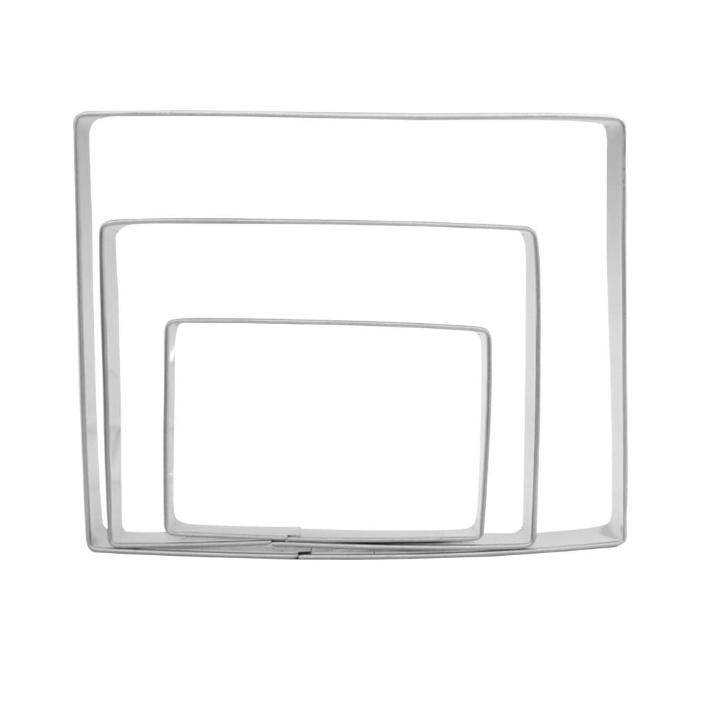 Large Rectangle Cookie Cutter Set - 5   ,4   ,3    - 3 Piece - Stainless Steel