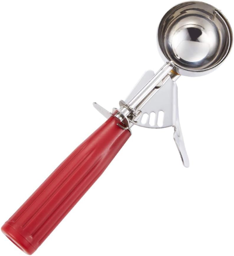 Fayomir 1.35 oz Scoop, 2.8 Tablespoon Cookie Scoop for Baking, #24 Disher Scoop, Ice Cream Scoop with Trigger, Red Handle, Porti