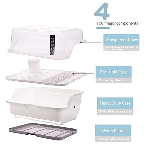 Tomorotec Medium Size Dish Drying Rack And Drain Board With Lid Cover, 16'' X 12.2'' X 10.6'' Nursing Bottle Holder, Kitchen Pla