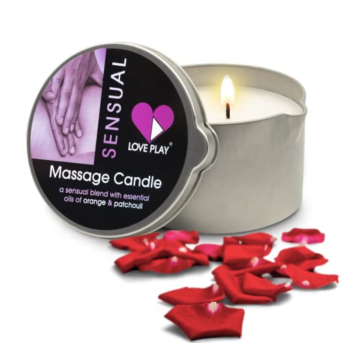 LOVE PLAY Sensual Massage Candle - Moisturizing Body Oil Candle for Couples and Home Spa - Luxurious Skin Care Body Massage Oils
